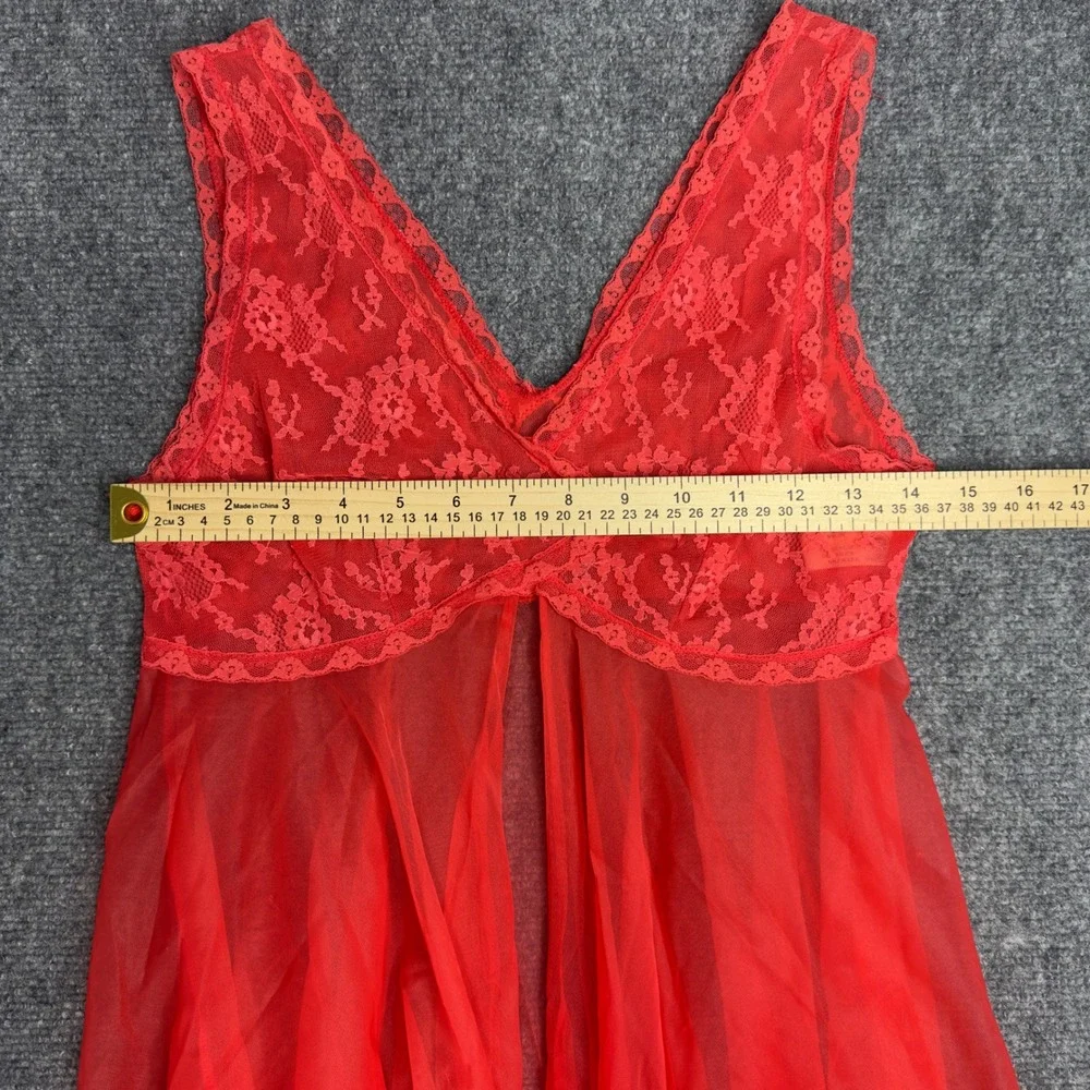 Blanche by Erika McGowan Babydoll Chemise Nightie Womens P Red Lace VTG Romantic
